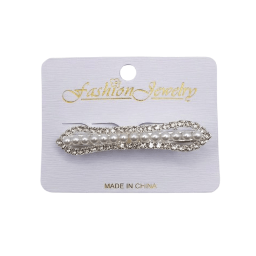 Alpha 55 Pince plate strass perles – Accessoire cheveux élégant