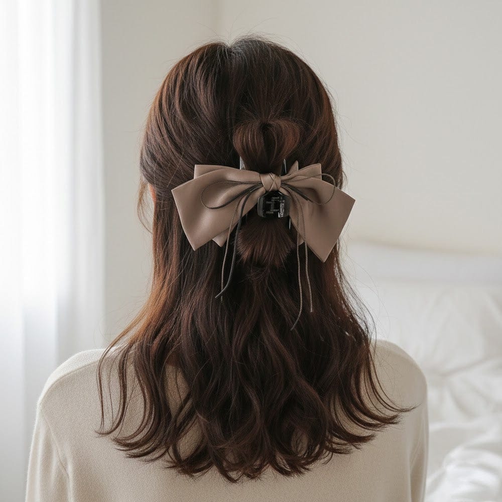 Alpha 55 Pince tissu satin fils strass – Accessoire cheveux chic