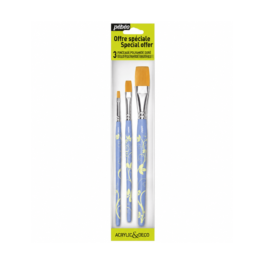 Alpha 55 Pinceaux Plats Polyamide Doré – Peinture et Loisirs Créatifs