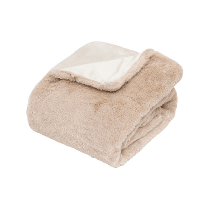 Alpha 55 Plaid Fourrure Métallisé Beige Lin 130 x 180 cm