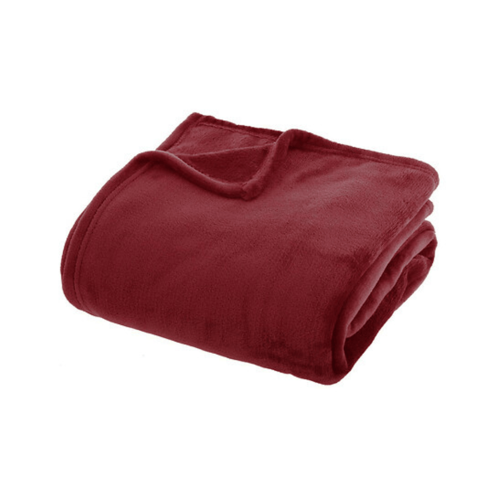 Alpha 55 Plaid Rouge Grenat Plaid Ollis Uni Flanelle Doux et Chaleureux