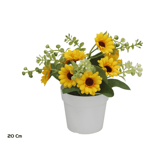 Alpha 55 Plante tournesol en pot jaune déco fleurie