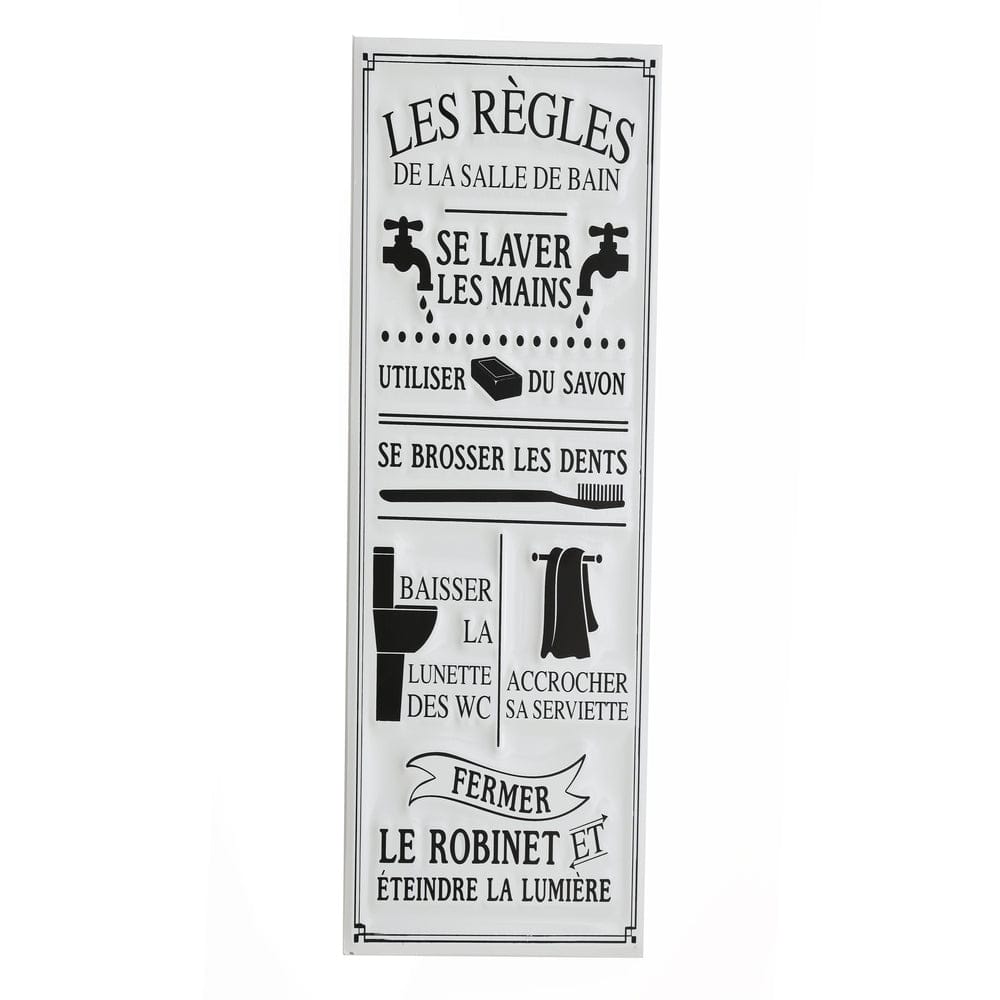 Alpha 55 Plaque en métal règles de la salle de bain