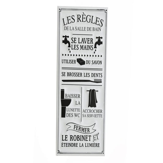 Alpha 55 Plaque en métal règles de la salle de bain