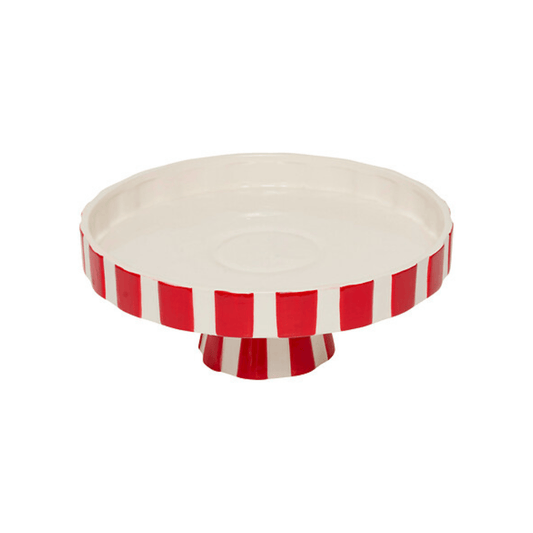 Alpha 55 Plat à Gâteau Céramique Rouge-Blanc – Déco Festive