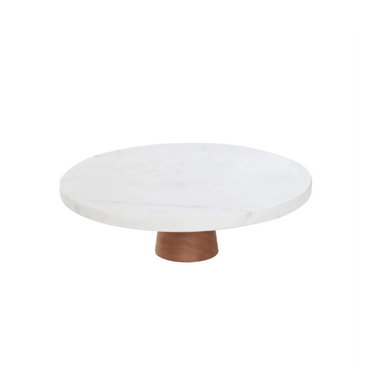 Alpha 55 Plat à gâteau sur pied en marbre blanc – Luxe & design