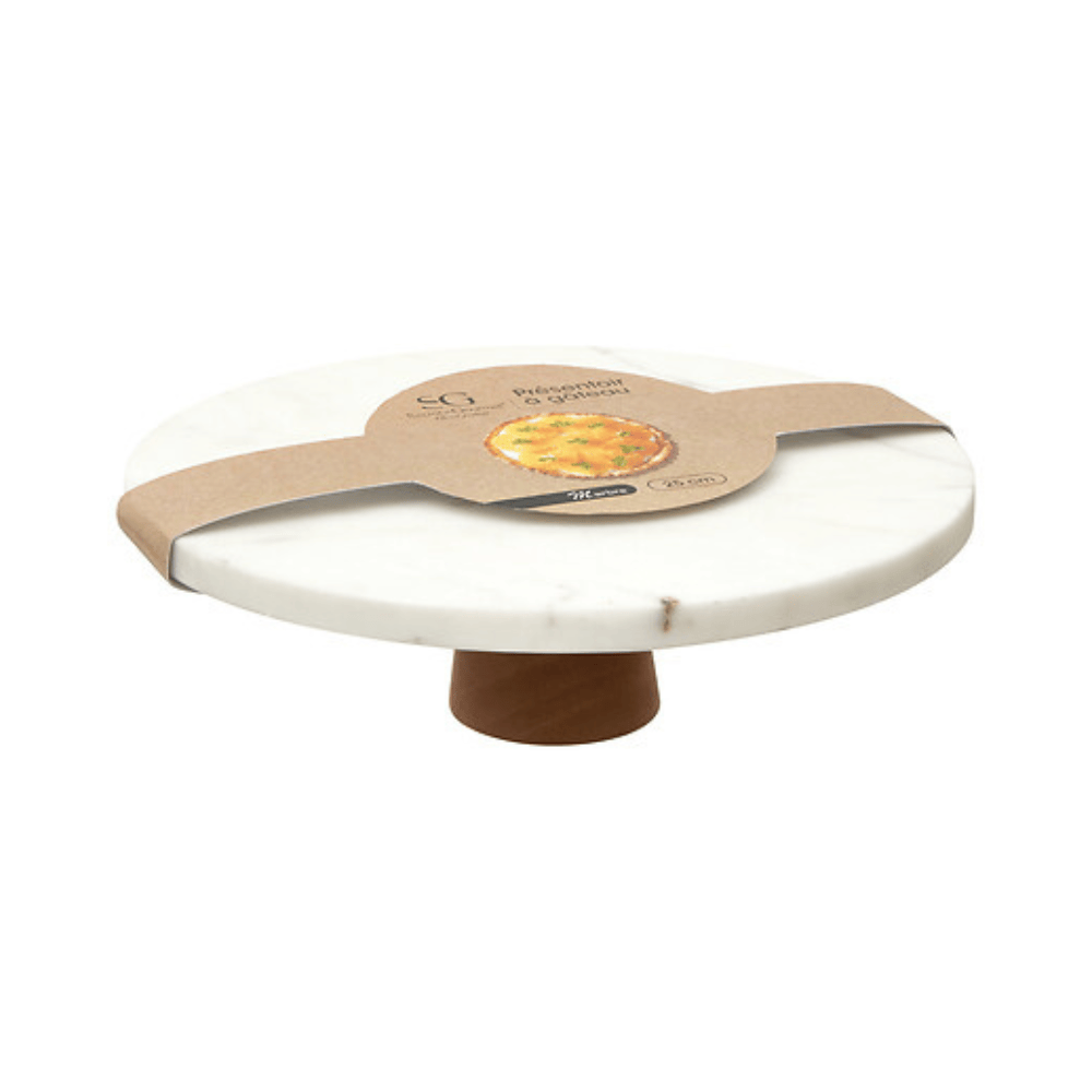Alpha 55 Plat à gâteau sur pied en marbre blanc – Luxe & design