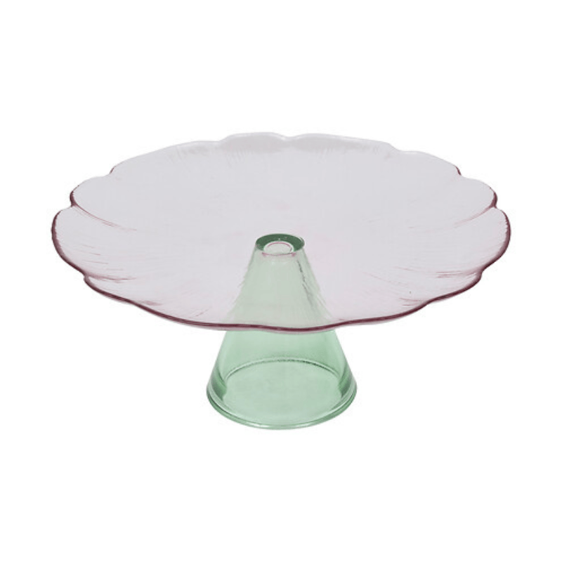 Alpha 55 Plat à Gâteau Verre Fleur Rose
