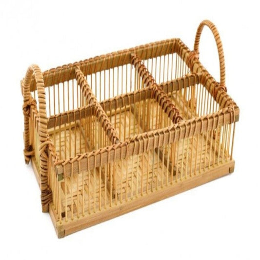 Alpha 55 Plateau à verres à 6 compartiments en bambou