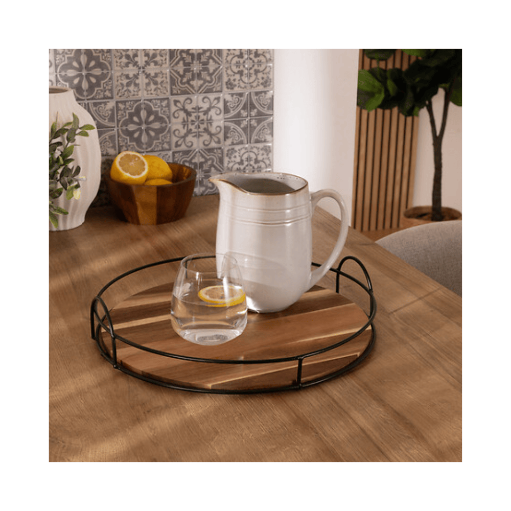 Alpha 55 Plateau rond Mina en bambou naturel élégant