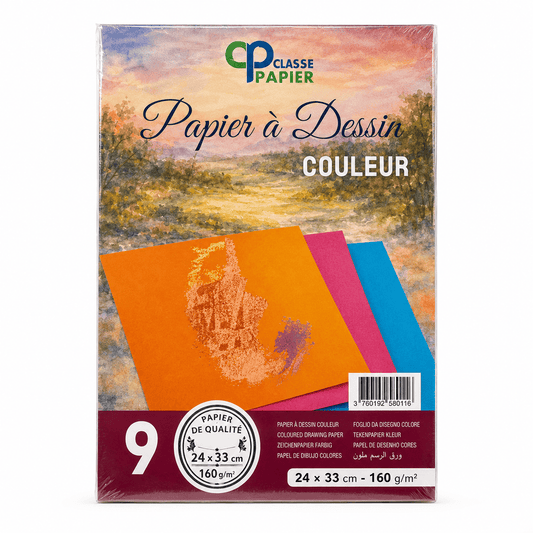 Pochette Dessin 24×33 cm 160 g – 9 Feuilles — Alpha 55 Maroc