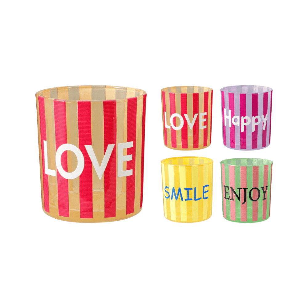 Alpha 55 Porte-bougie verre rayé décoratif