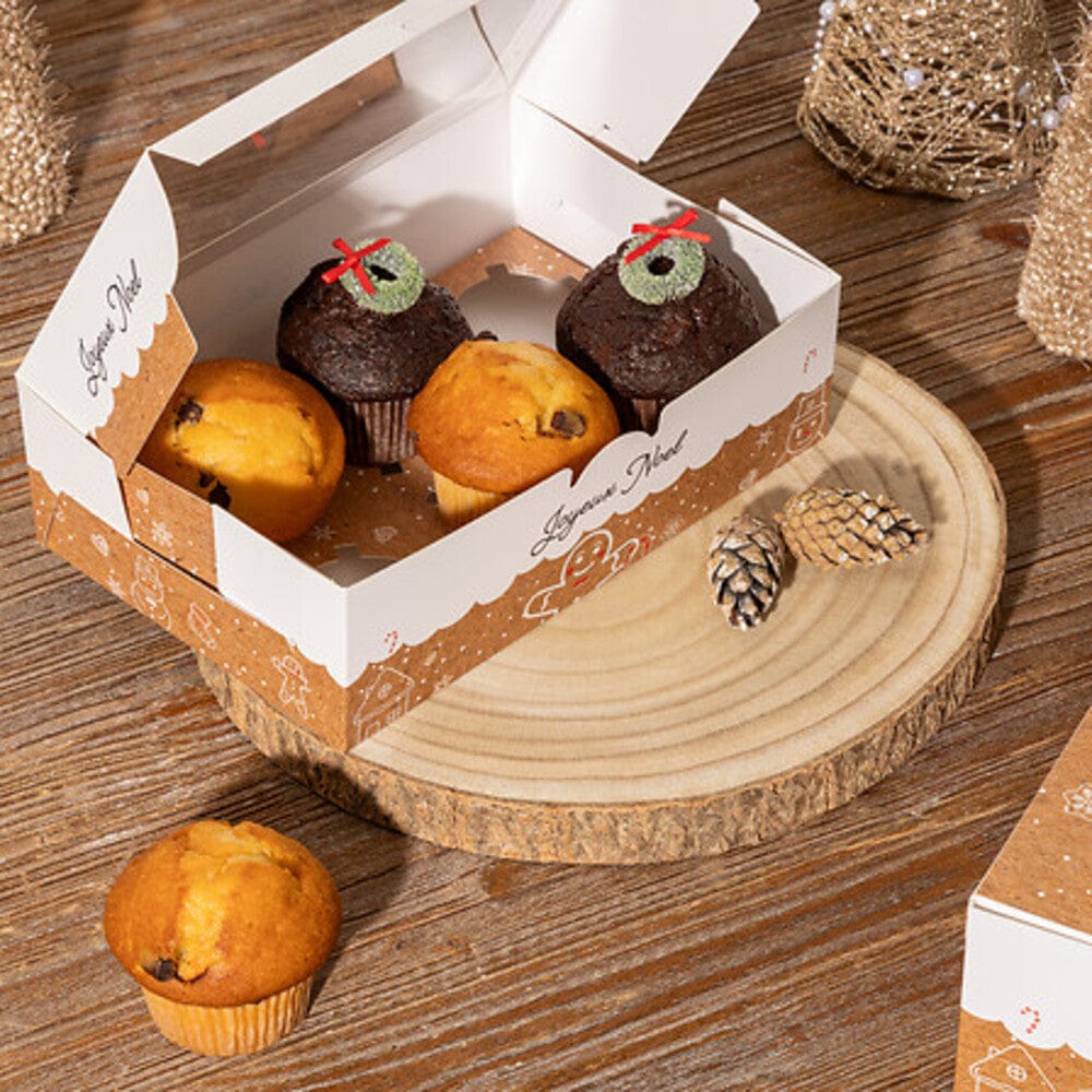 Alpha 55 Porte couverts Lot de 6 Boîtes Cupcakes Noël en Carton – Emballage Festif