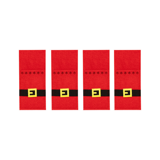 Alpha 55 Porte couverts Set 4 Porte-Couverts Père Noël Feutrine Rouge – Festif