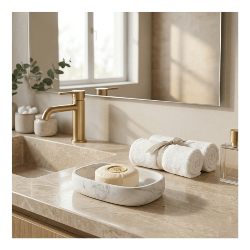 Alpha 55 Porte-savon Cloudy en résine blanc élégant