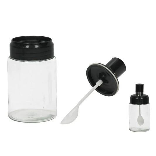 Alpha 55 Pot à Épices Verre avec Cuillère – Pratique & Hermétique