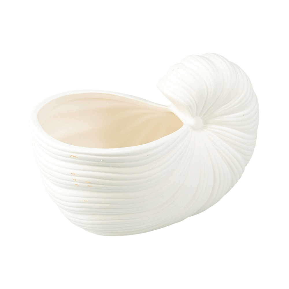 Alpha 55 Pot en céramique coquillage blanc décoratif