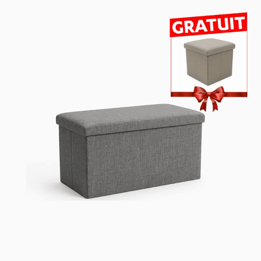 Alpha 55 Pouf coffre pliable 76cm + pouf offert 38cm gratuite