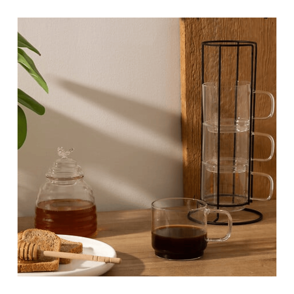 Alpha 55 Rack 4 mugs Mia 30cl verre élégant