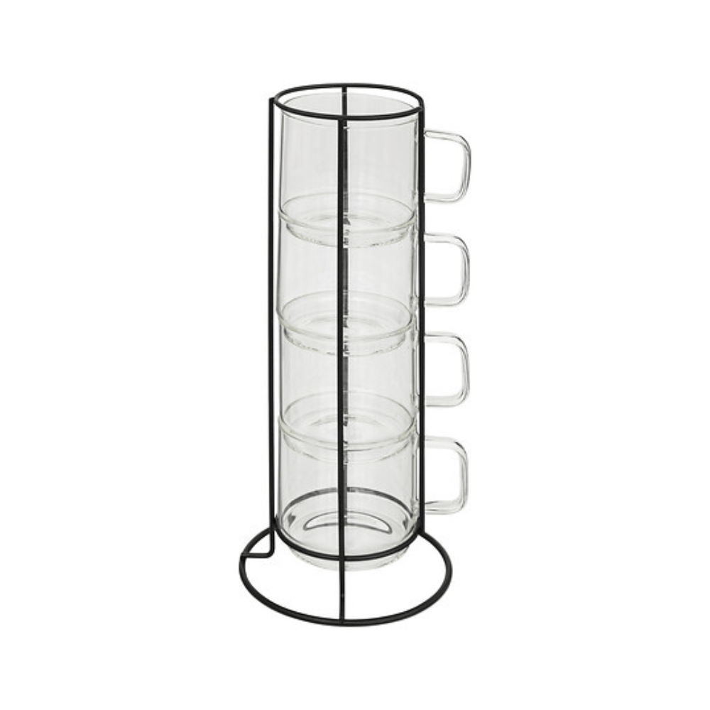Alpha 55 Rack 4 mugs Mia 30cl verre élégant