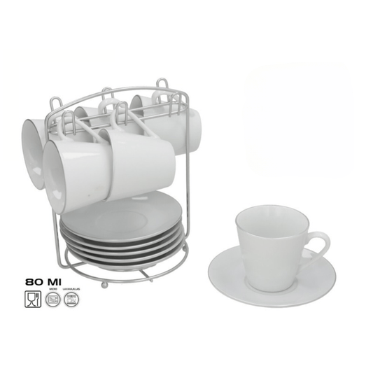 Alpha 55 Rack tasses café avec soucoupe 6 pièces fil argent – Support