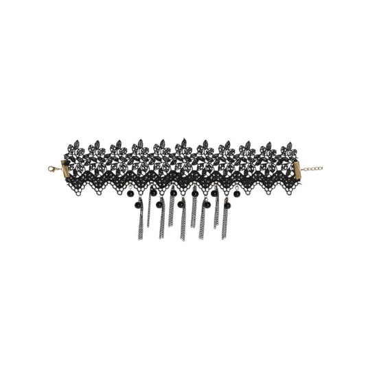 Alpha 55 Ras du Cou Dentelle Perles Noir Bijou