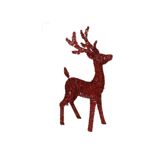 Alpha 55 Renne Lumineux 72 LED Pailleté Rouge – Déco Noël