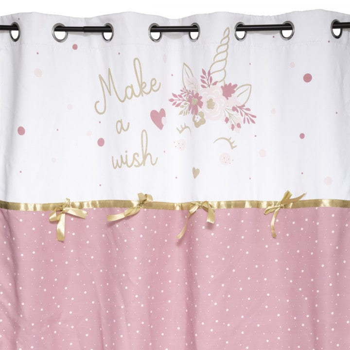 Rideau Licorne rose & blanc 140 x 260 cm