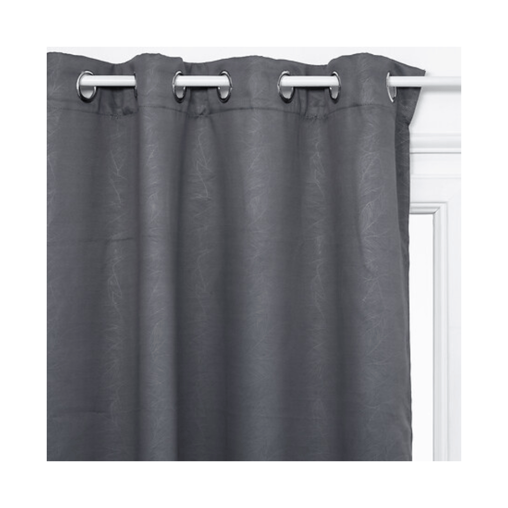 Alpha 55 Rideau Occultant Feuilles 140 x 260 cm Gris Foncé