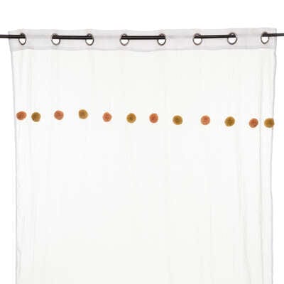 Rideau voilage enfant à pompons 140 × 240 cm rose