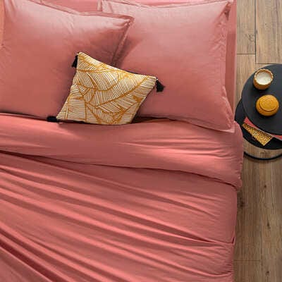 Alpha 55 Rose blush Housse de couette 2 Personnes en Coton  240 x 220 cm