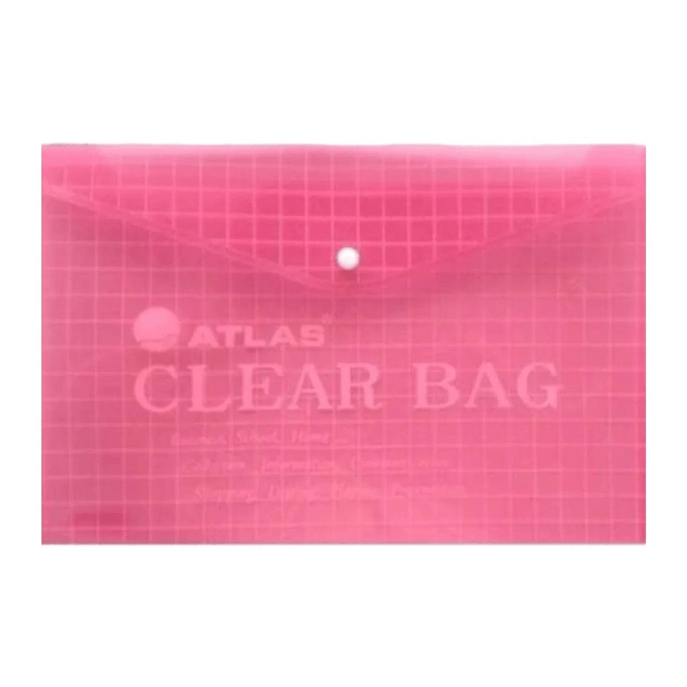 Alpha 55 rose Enveloppe A4 à Bouton Atlas Clear Bag
