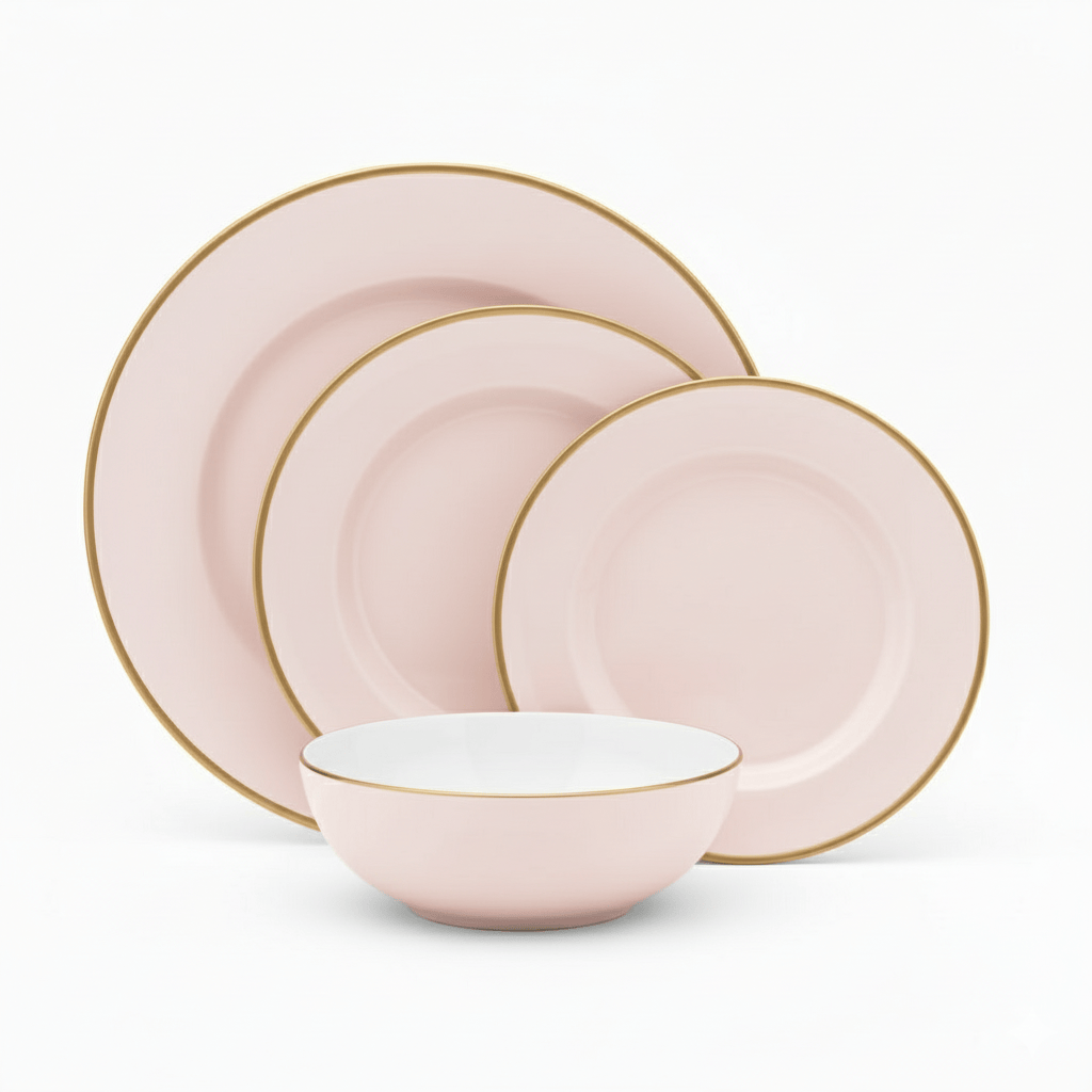 Alpha 55 Rose pâle Service en Porcelaine 24 Pièces – Élégant & Durable