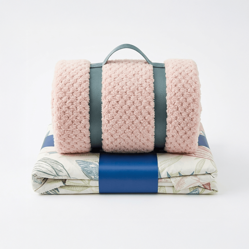 Alpha 55 Rose Parure housse de couette et plaid élégant