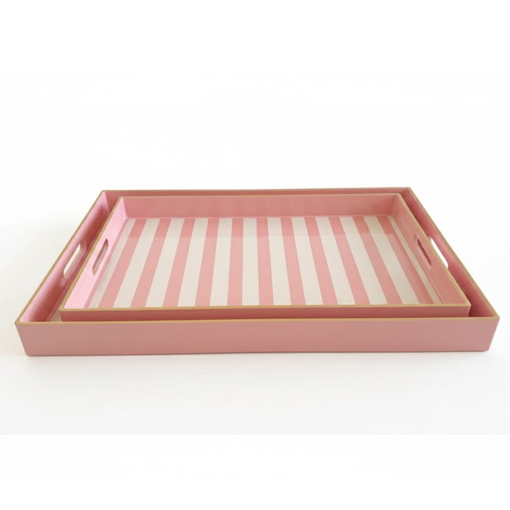 Alpha 55 Rose Set de 2 Plateaux Rayés – Design Graphique & Chic