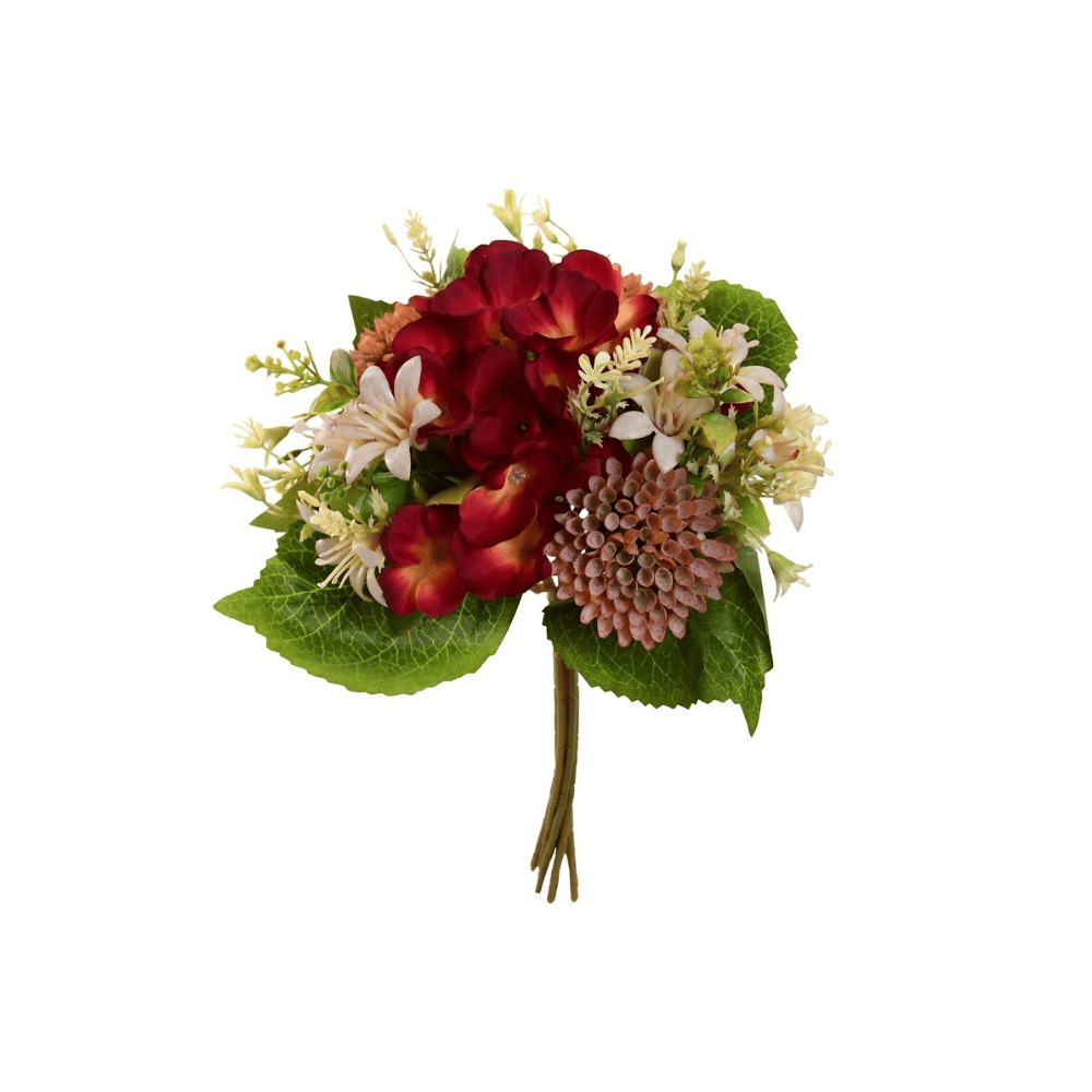 Alpha 55 Rouge Bouquet de 6 hortensias décoratifs élégants