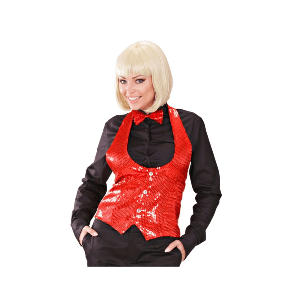 Alpha 55 Rouge Gilet à sequins Glamour pour femme