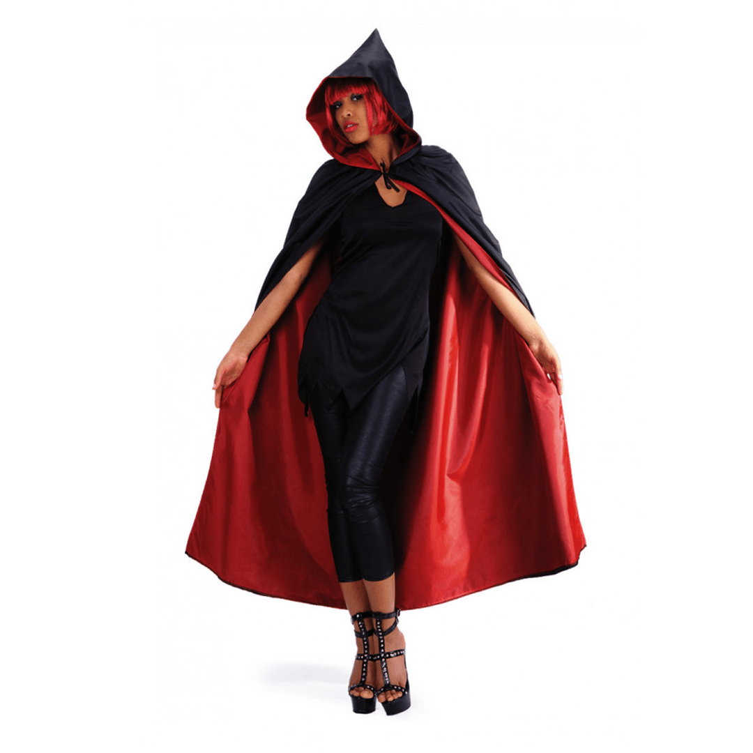 Alpha 55 Rouge Halloween déguisement ,Cape réversible capuche 140 cm