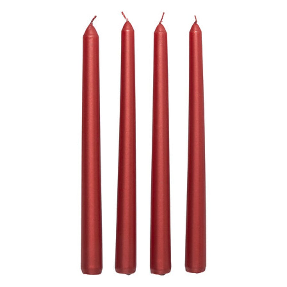 Alpha 55 Rouge Lot de 4 bougies bâton 25 cm – Élégance satinée