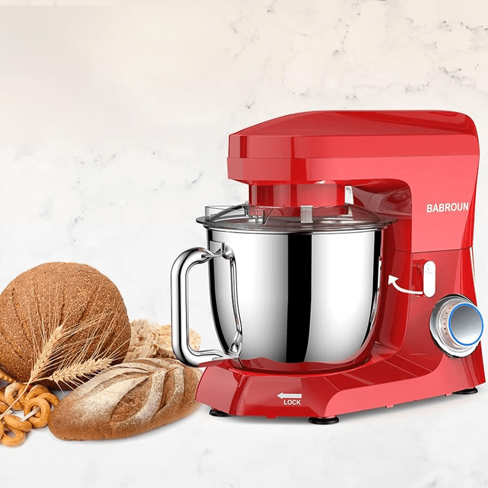 Pétrin Babroun 1300W 4,5 L rouge – Puissant et design