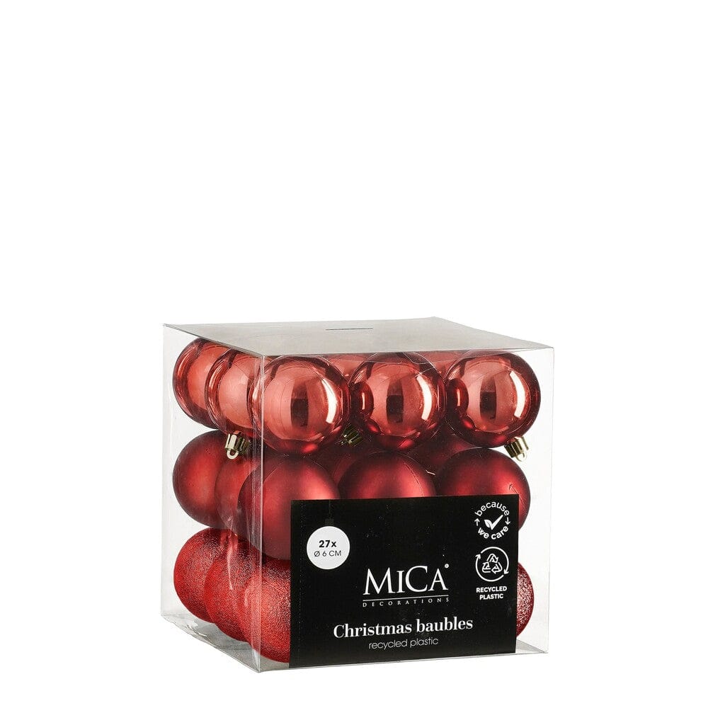 Alpha 55 Rouge Set de 27 boules de Noël en plastique – Déco complète