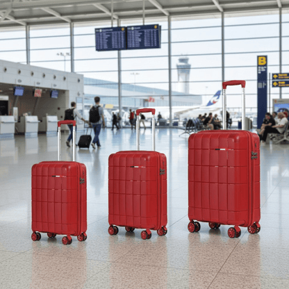 Alpha 55 Rouge Set de 3 trolley 8 roues coque quadrillée résistante