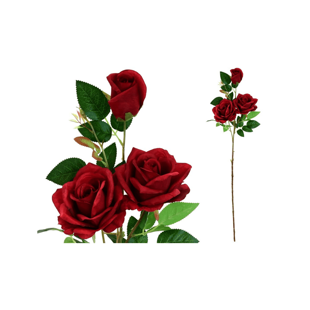 Alpha 55 Rouge Tige de 3 roses décoratives élégantes