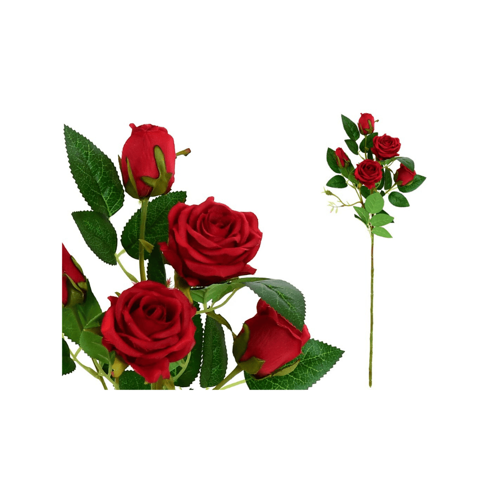 Alpha 55 Rouge Tige de 5 roses décoratives élégantes
