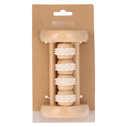 Alpha 55 Rouleau massage en bois avec 4 roues picots beige