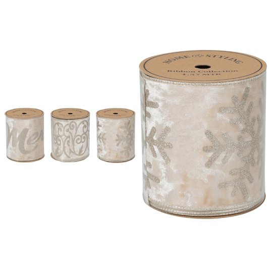 Alpha 55 Ruban velours champagne – Emballage cadeau Noël