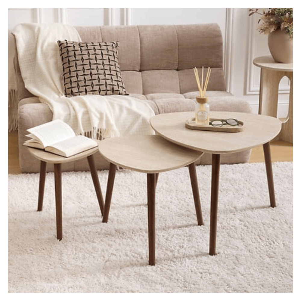 Alpha 55 Sable Lot de 3 Tables Café Mileo Élégantes