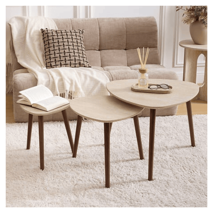 Alpha 55 Sable Lot de 3 Tables Café Mileo Élégantes