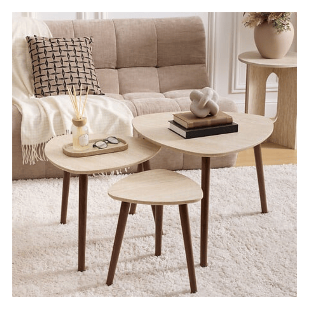 Alpha 55 Sable Lot de 3 Tables Café Mileo Élégantes