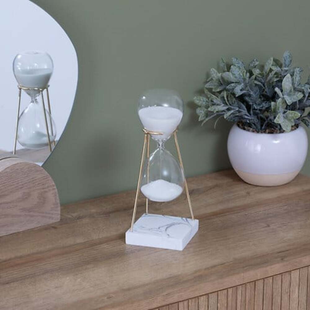 Alpha 55 Sablier en verre avec pied effet marbre